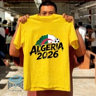 Algeria 2026 Football Print Mens T-Shirt | National Flag Design With Soccer Ball | 100% Cotton Soft