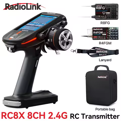 Radiolink RC8X 8CH 2.4G RC Transmitter and R8FG R4FGM Gyro Receiver 4.3inch IPS Touch Screen RC Remo