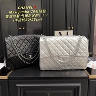 100% C-Maxi jumbo CF Airport Bag Large Sheepskin Pattern Female Bag Chain Bag Genuine Leather Bag Si