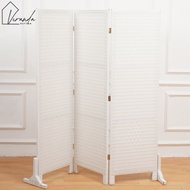 Minimalist Synthetic Rattan Room Divider Screen White Folding Room Divider/