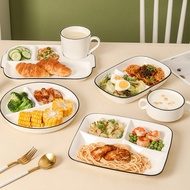 Compartment Plate Strawberry Household Ceramic 211 Fat-Reducing Plate Three-Compartment Plate Adult 