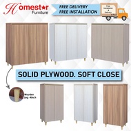 HOMESTAR. SOLID PLYWOOD 2 DOOR WOODEN SHOE CABINET 3 DOOR/ 4 DOOR SHOE CUPBOARD  [ASSEMBLED]