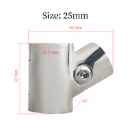 3 Way 60 Degree Handrail Tee Fitting 316 Stainless Steel Boat Marine T/Tee Fitting Rail Connector Sp