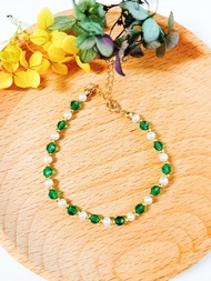 【珍珠水晶手鏈】捷克珍珠 水晶切割珠 14K金珠