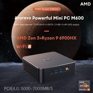 2023คอมพิวเตอร์ขนาดเล็ก AMD Rzyen 9 6900HX Ryzen 5 6600U 6850H 8 Core 16หัวข้อ2xDDR5 2xPCIe4.0 2 ×Intel 2.5G LAN คีย์บอร์ดเกม Radeon 680M 2400MHz จอแสดงผล HDMI สนับสนุน WiFi6 BT5.2 8K