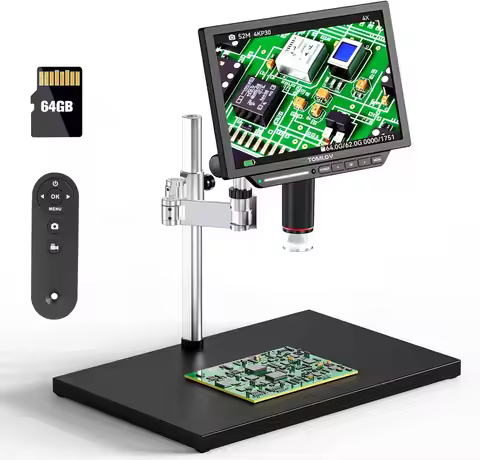 TOMLOV 4K HDMI Digital Microscope 2000X TM4K Max 10.1 Inch Soldering Microscopes 52MP USB Coins Magn