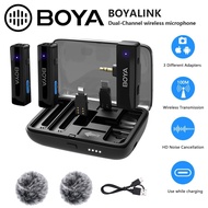 BOYA Boyalink Dual Mic 100m 2.4GHz Wireless Microphone Vlog Audio Sound Recorder for Phone Tablet Pad Tab / PC Laptop Computer / DSRL Camera