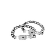 Titanium Steel Cuban Chain Bracelet For Couples His And Her Square Heartlock Bangle Matching Jewelry Set Y 853% Gangnam% Metal% Gangnam% Cubic Zirconia
