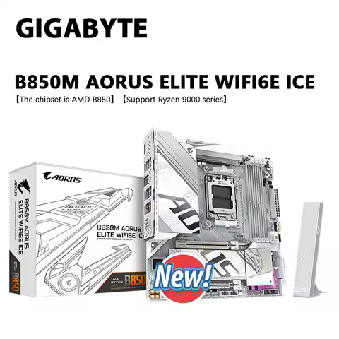 GIGABYTE B850M AORUS ELITE WIFI6E ICE New Motherboard supports up to AMD Ryzen 9000 series 12+2+2 po