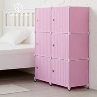 [特價]【藤立方】組合3層6格收納置物櫃(6門板+調整腳墊)-粉紅色-DIY