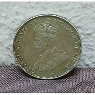 1920 STRAITS SETTLEMENTS KING GEORGE V 50 CENTS SILVER COIN.