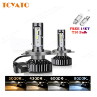 Tcyato 2pcs H4 LED Headlight Fog Light Bulbs 6000K 4300K 3000K 8000K Tcyato 2pcs Mentol Lampu Kepala