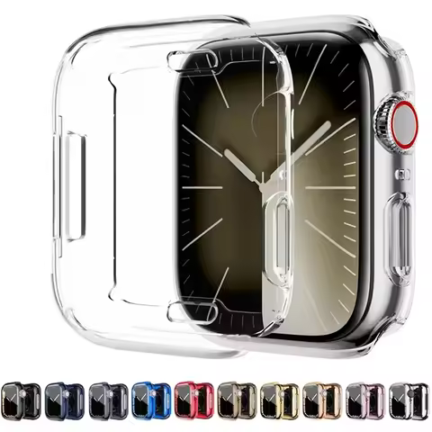 Clear TPU Screen Protector Case For Apple Watch 45mm 41mm 44mm 40mm 42mm 38mm 49mm 3D Full Bumper Ca