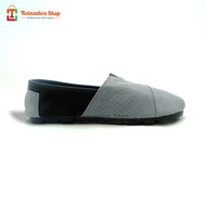 Sepatu Slip On Pria Selop Casual Kasual Shoes Santai Kain Tanpa Tali Anti Slip Abu Hitam
