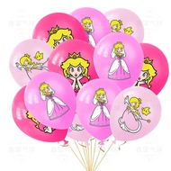 10pcs Super Mario Princess Peach Latex Balloons Anime Figures Pink Balloons Children Birthday Party Supplies Decoration Gifts