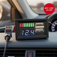 5V 2.4A USB Car Battery Voltage Monitor 12V-24V 3S-7S Lithium Battery Power Indicator Capacity Meter