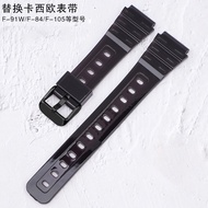 Suitable for Casio Watch Strap F-84/F-91W/F-94/F-105/AE1300 Resin Black Transparent Strap