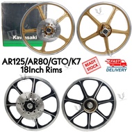 AR125/AR80/GTO/K7 KAWASAKI BOX 18 INCH SPORT RIMS GOLD/BLACK WITH DISC PLATE RXZ RIMS TK1 BATANG BES