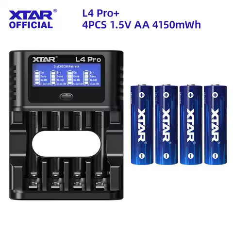 XTAR L4 Pro Battery Combo Set with optional 4PCS 1.5V AA 4150mWh or 4PCS 1.5V AAA 1620mWh Rechargeab