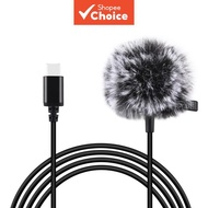 Type-C 1.5m Wired Lavalier Mic Condenser Lapel Microphone for Report Recording