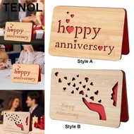 TENOL Wooden Anniversary Card, Wood Anniversary Card Gifts Keepsake Bamboo Valentines Day Gifts for 