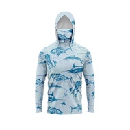Men Hood Fishing Shirt long sleeve fishing t shirt uv protection Fishing Apparel