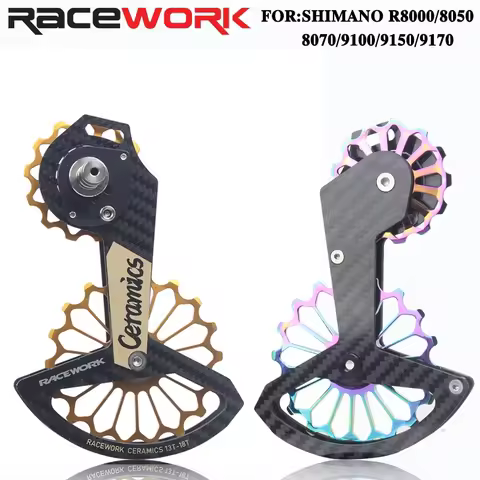 RACEWORK 18T Road Bike Rear Derailleur Carbon Fiber Ceramic Bearing Pulley Guide Wheel Rainbow For S