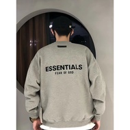 1:1！Original Label FOG Double Line Essentials SS22 Flocking Printed Hooded Round Neck Plus Fleece Sw