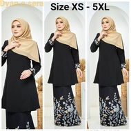 RIAU KURUNG BLACK SIZE XS -5XL
