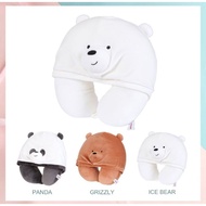 Miniso Cute Pillow & Doll Neck Pillow With We Bare Bears Character Hoodie
