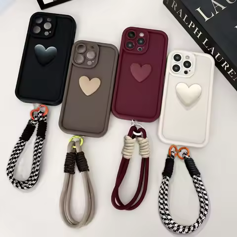3D Love Heart Lanyard Case For OPPO A18 A38 A3 A5 PRO A3X A5X A40 A60 A58 A78 A94 A74 RENO 11F 12F 1
