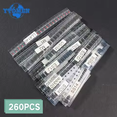 260PCS SMD Rectifier Diode Assorted Kit Schottky Switching Diodes M1 M4 M7 SS14 SS24 RS1M US1M SS34 