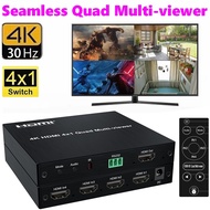 4k HDMI Quad Multi-viewer 1080P 60Hz 4 Channels Screen Split HDMI Seamless Switcher 4x1 Multiviewer 