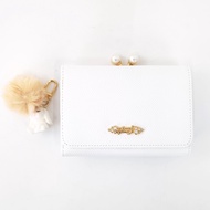 ST.JAMES กระเป๋าสตางค์หนังแท้/กระเป๋าสตางค์ใบสั้น แบบ 3 พับ ปิ๊กแป๊กข้างประดับไข่มุก รุ่น PLUM (มี 6