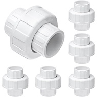QWORK 3/4" PVC Union Coupling Pipe Fittings, 6 Pack Female Union Coupling Adapter, Socket Slip Union
