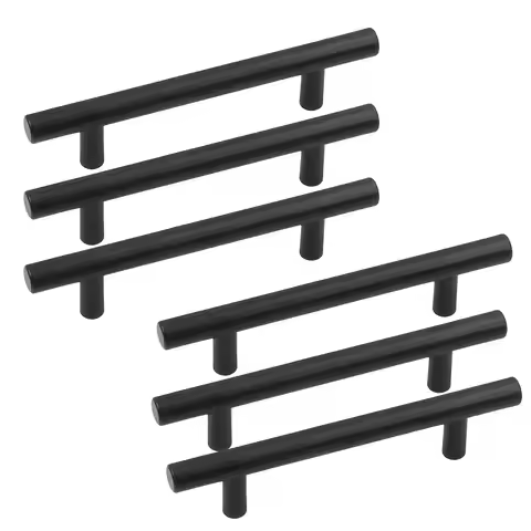 4/6/8 Pack Black T Bar Kitchen Cabinet Handles – 96/160mm Hole Centre Brushed Stainless Steel Cupboa