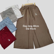 Women's wide-leg long pants with faux skirt 40cm, length 95cm in scratched silk fabric