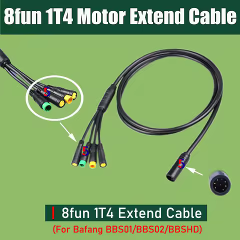 Ebike /Bafang Mid Motor 1-4 Cable For BBS01 BBS02 BBS03 9pins Motor Extend Cable Julet 1T4/ 1T2 exte