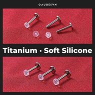 INI Transparent silicone face TITANIUM piercing for hidden holes - KTT00005