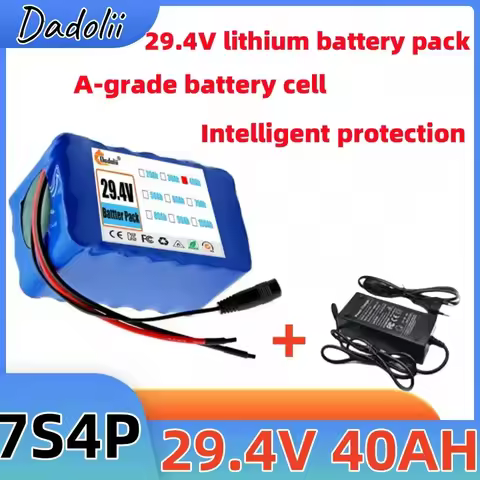 7s4p 24v 40Ah 29.4v for lithium-ion battery built-in bms unicycle scooter wheelchair motor + 2a char