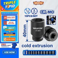 Wadfow 10pieces/Set 1/2inches Cr-Mo Dr. Deep Impact Socket Set WMSD201 (WHT)