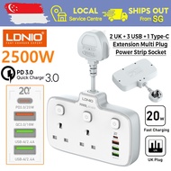 [SG Ready Stock] LDNIO Extension Multi Plug Adapter With UK 3 Pin 3 USB Fast Charger 250V/2500W/10A Power Socket Switch