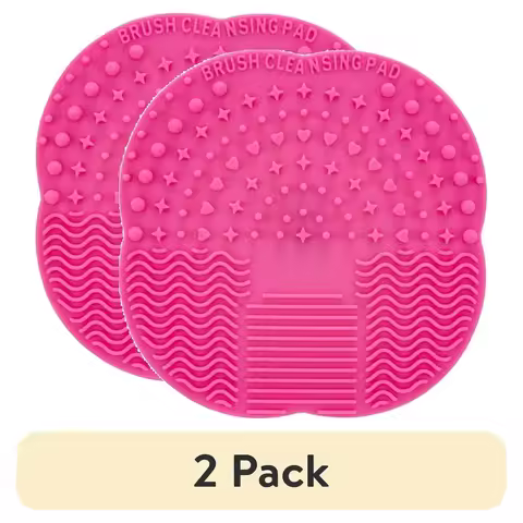 (2 pack Equate Makeup & Cosmetic Brush Cleaning Mat Pink Size 4" x 4