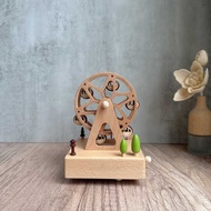 Rotating Ferris Wheel Handmade Wooden Crafts Decoration Wooden Music Box Holiday Gift Wooden Art Dec