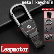 Leapmotor B01 B05 cowhide leather Alloy car keychain High-quality Fashion Metal key holder keycase K