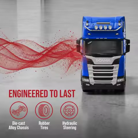 1:64 Scania R500 Heavy Truck Model - Eight-Axle Semi-Trailer Heavy-Duty Truck Model, Perfect Gift fo