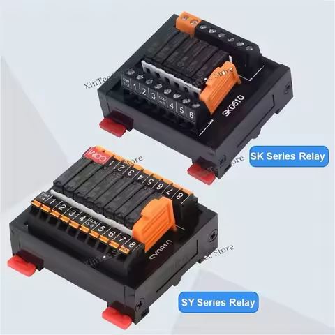 SK/SY Series Relay Module PLC Amplifier DIN Rail Board Pluggable relay 4/6/8/10/12/14/16 Channel 5V/
