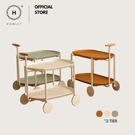 Homlly Edoo 2 Tier Side Coffee Trolley Table Cart
