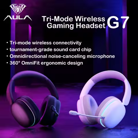 AULA G7/G7Pro Tri-Mode Wireless Gaming Headset 10ms Low Latency 7.1 Surround Sound Noise Cancelling