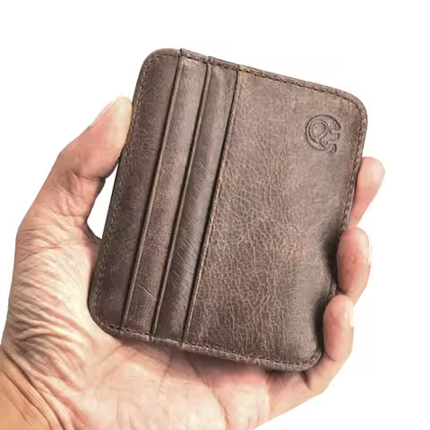 Dropshipping Retro First Layer Genuine Leather Bag Slot Super Thin 100% Real Leathers Bank Card Hold